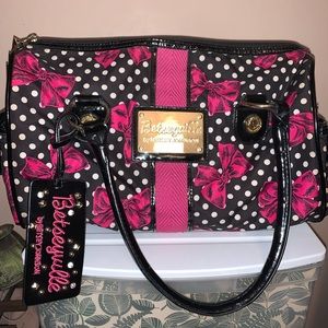 BetseyJohnson- Betseyville white polka dot purse
